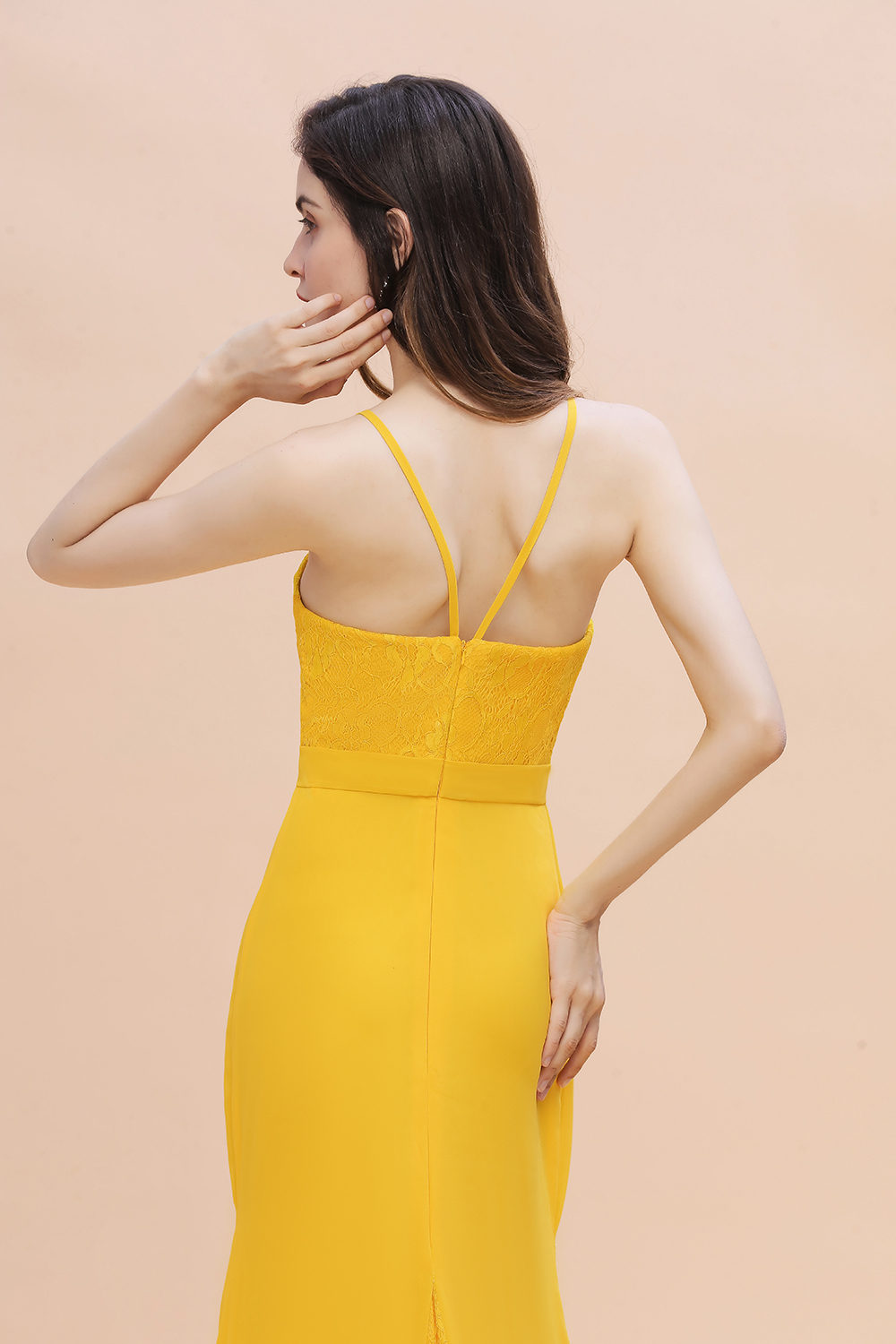 BMbridal Elegant Jewel Mermaid Chiffon Lace Bridesmaid Dress On Sale-BMbridal