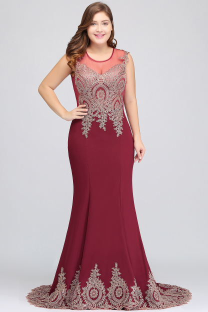 BMbridal Mermaid Court Train Chiffon Evening Dress with Appliques