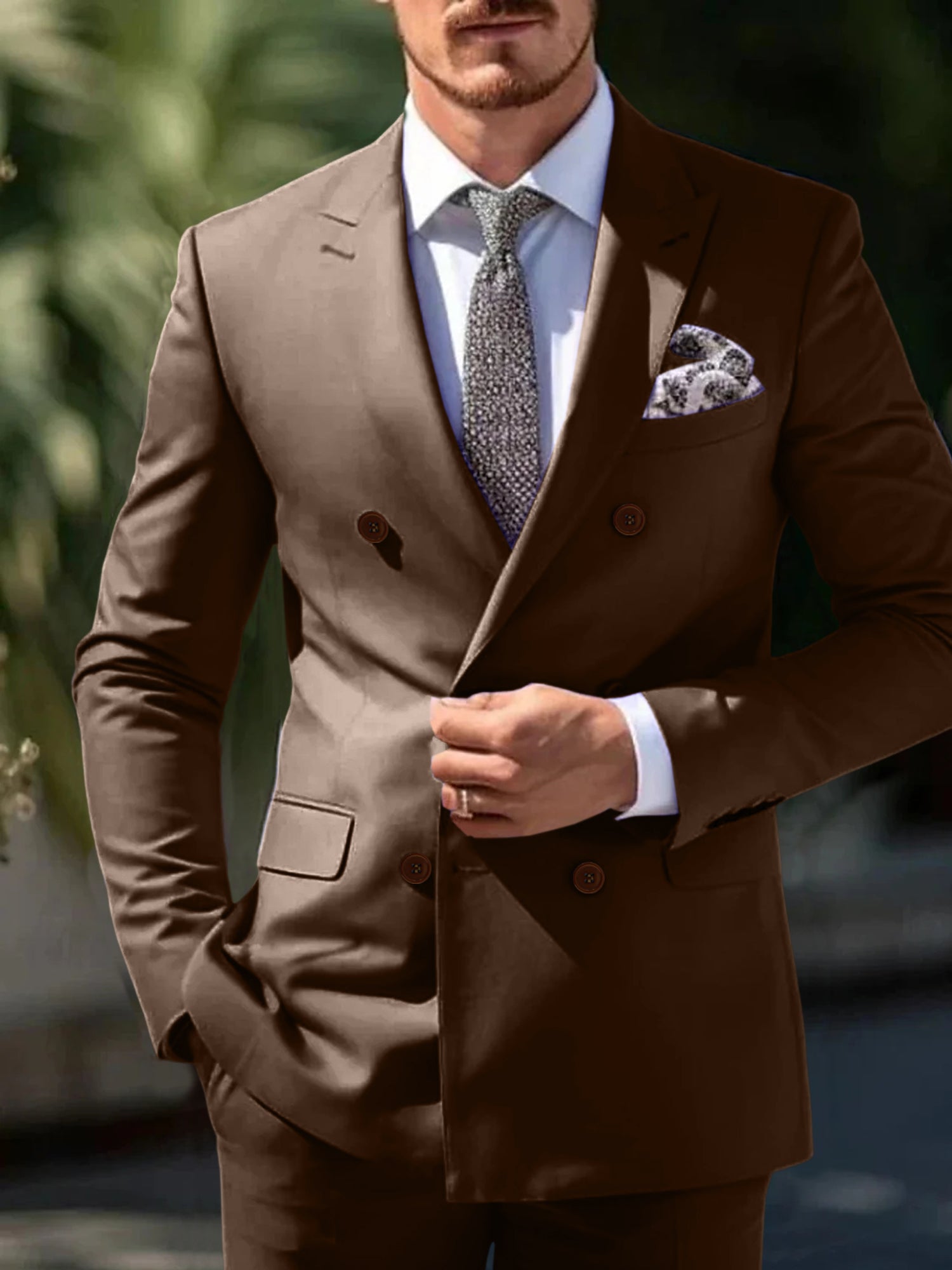 Double Breasted Six-Button Wedding Suit Set For Men Tailored Fit-BMbridal