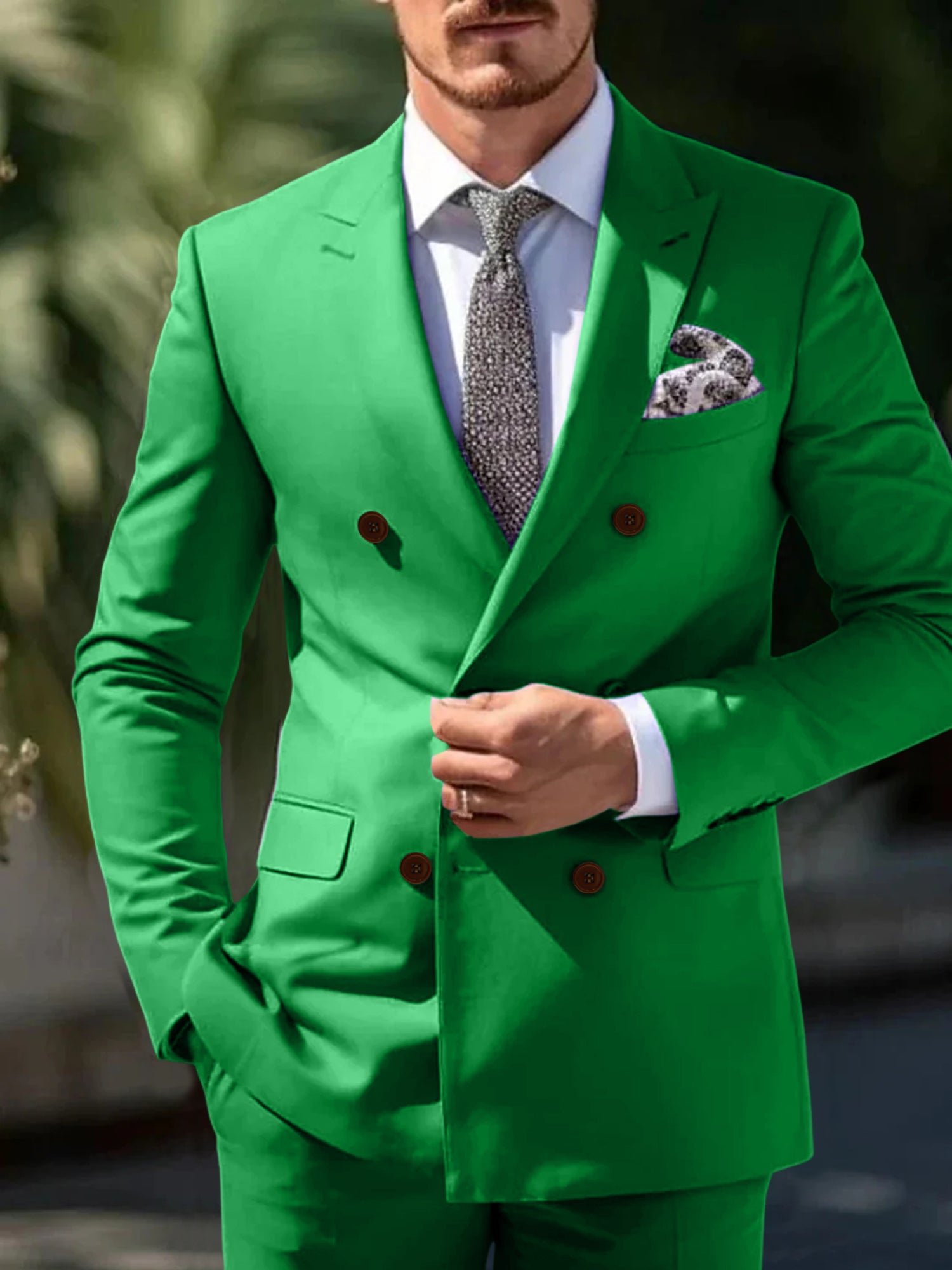 Double Breasted Six-Button Wedding Suit Set For Men Tailored Fit-BMbridal