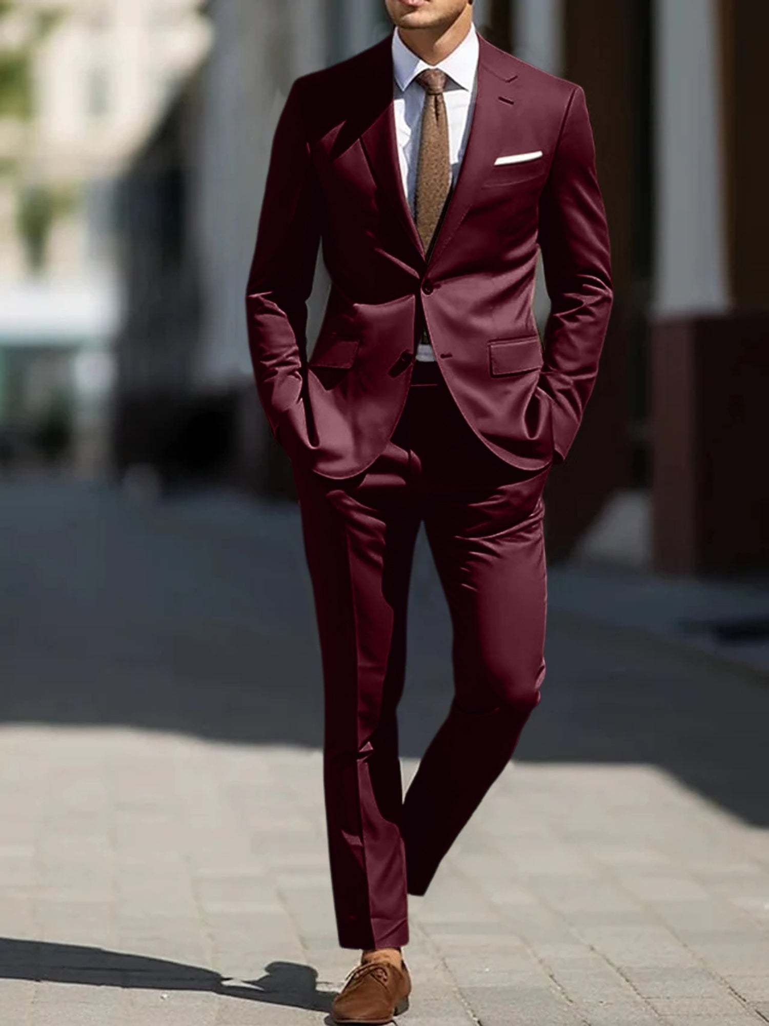 Two-Piece Tailored Fit Single Breasted Wedding Suit For Men-BMbridal