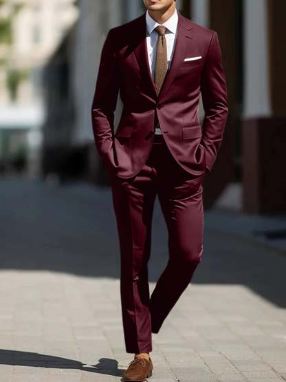 Two-Piece Tailored Fit Single Breasted Wedding Suit For Men-BMbridal
