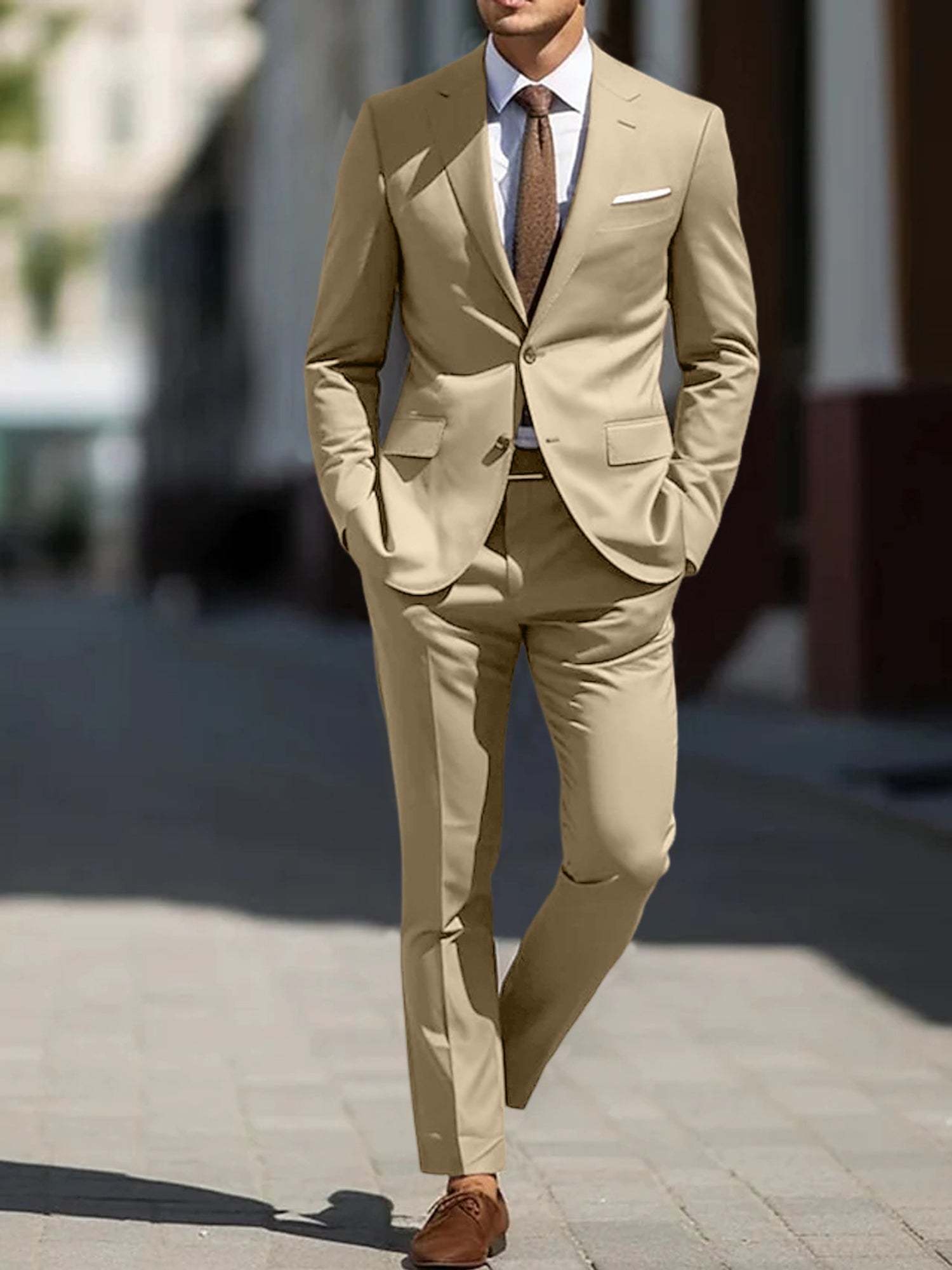 Two-Piece Tailored Fit Single Breasted Wedding Suit For Men-BMbridal