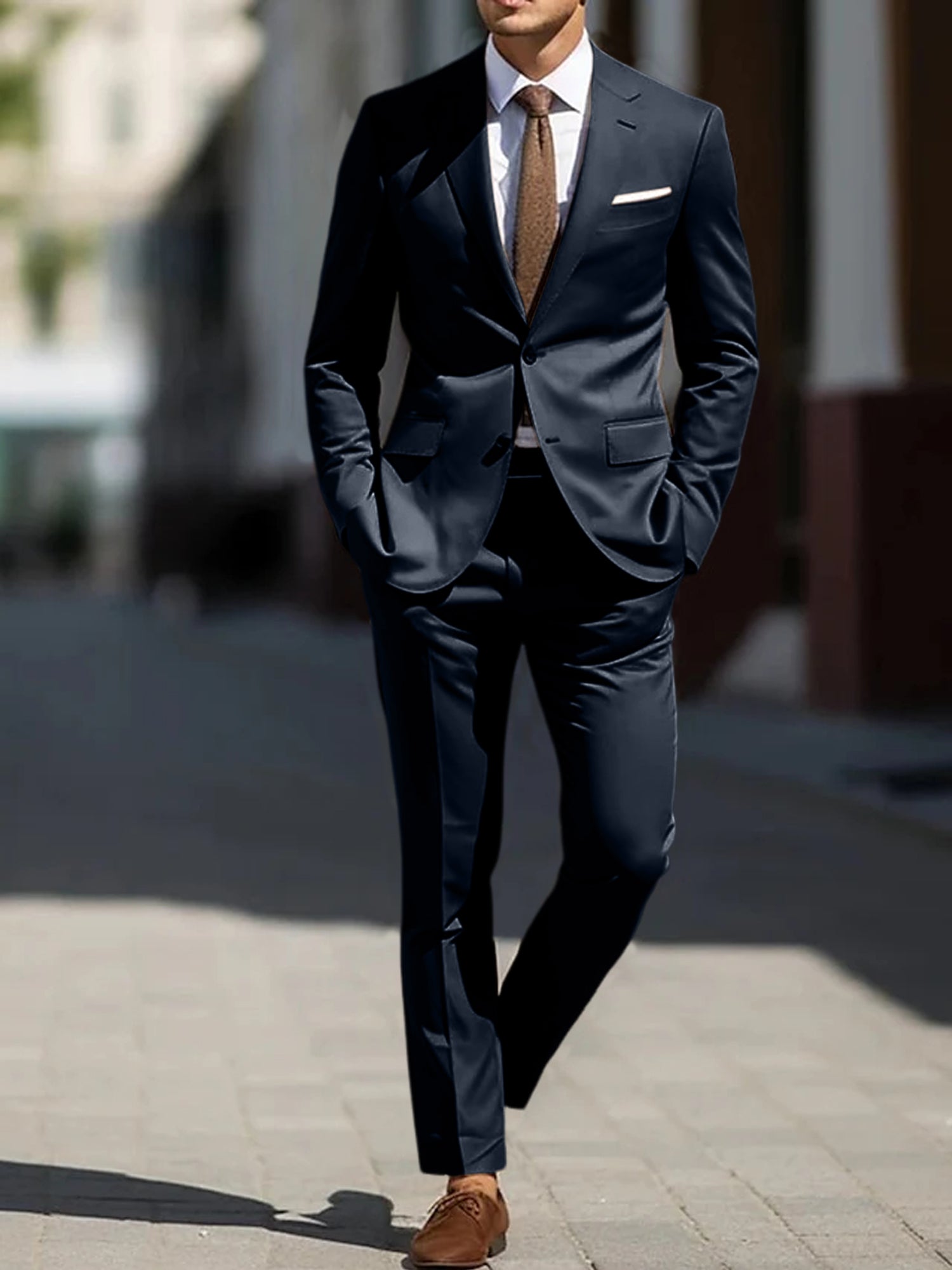 Two-Piece Tailored Fit Single Breasted Wedding Suit For Men-BMbridal