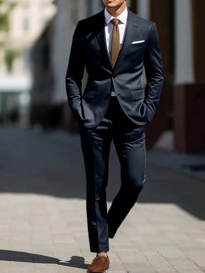 Two-Piece Tailored Fit Single Breasted Wedding Suit For Men-BMbridal