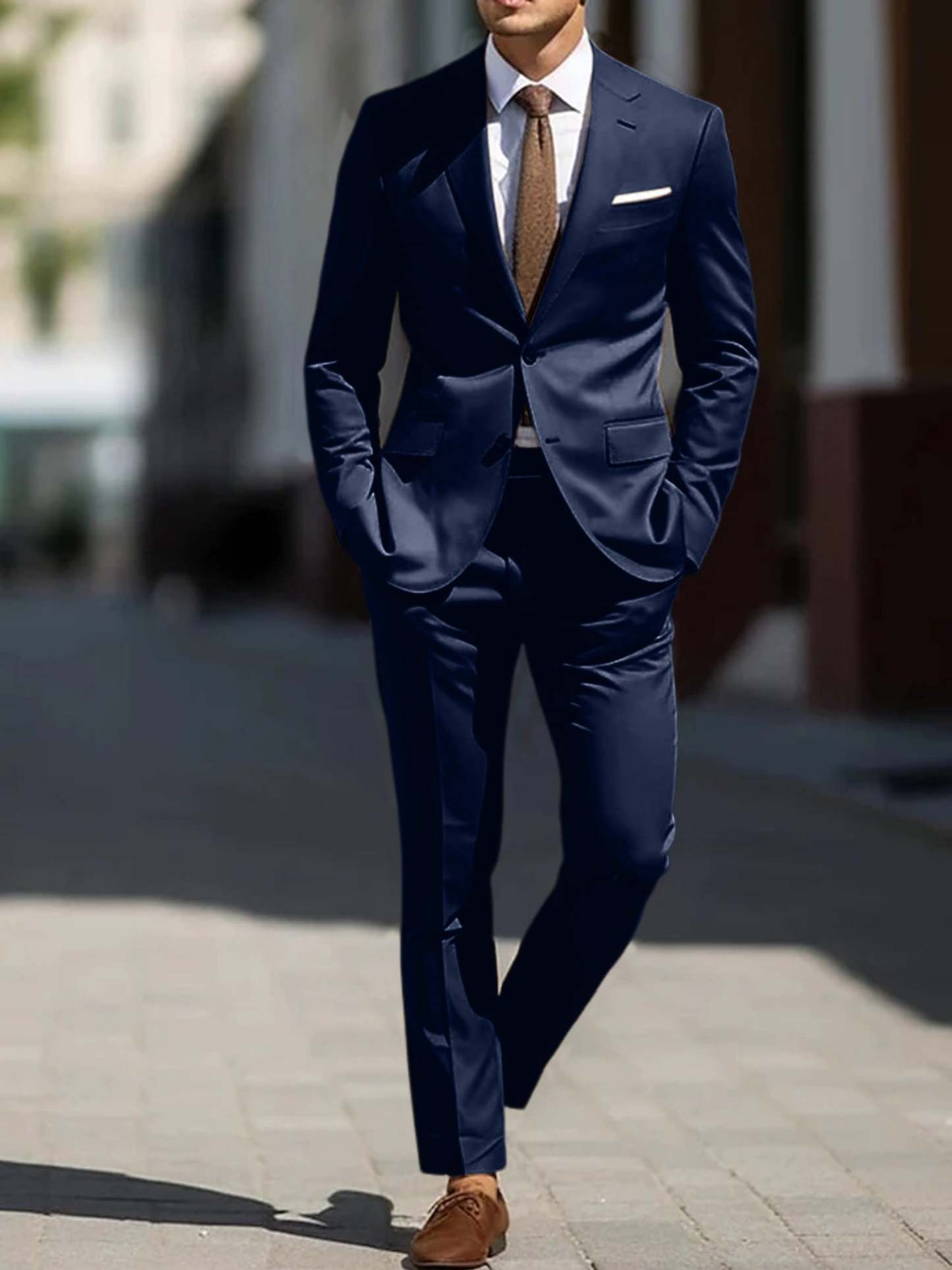 Two-Piece Tailored Fit Single Breasted Wedding Suit For Men-BMbridal