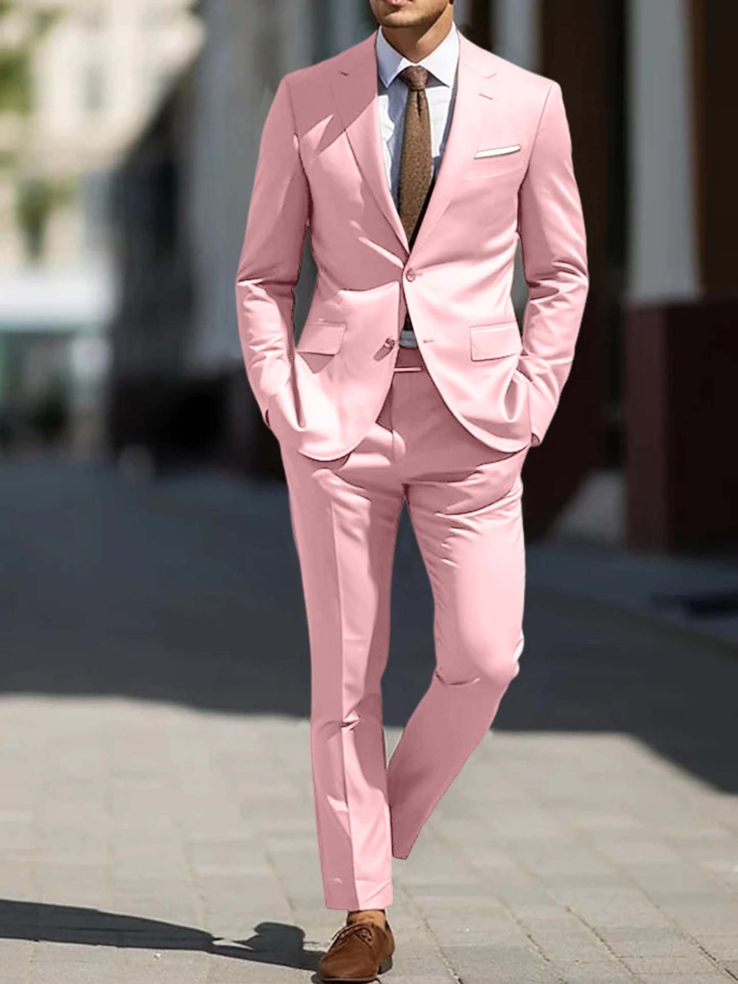 Two-Piece Tailored Fit Single Breasted Wedding Suit For Men-BMbridal