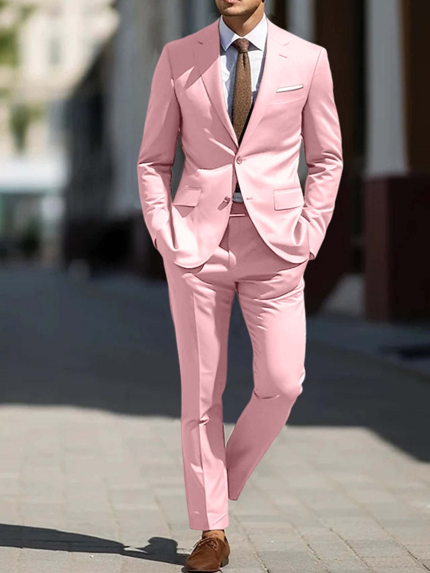 Two-Piece Tailored Fit Single Breasted Wedding Suit For Men-BMbridal