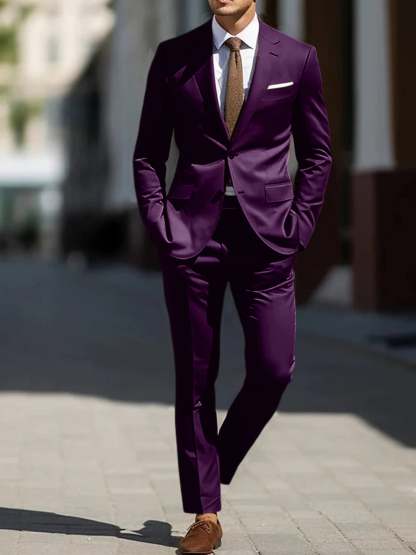 Two-Piece Tailored Fit Single Breasted Wedding Suit For Men-BMbridal