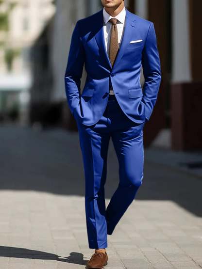 Two-Piece Tailored Fit Single Breasted Wedding Suit For Men-BMbridal