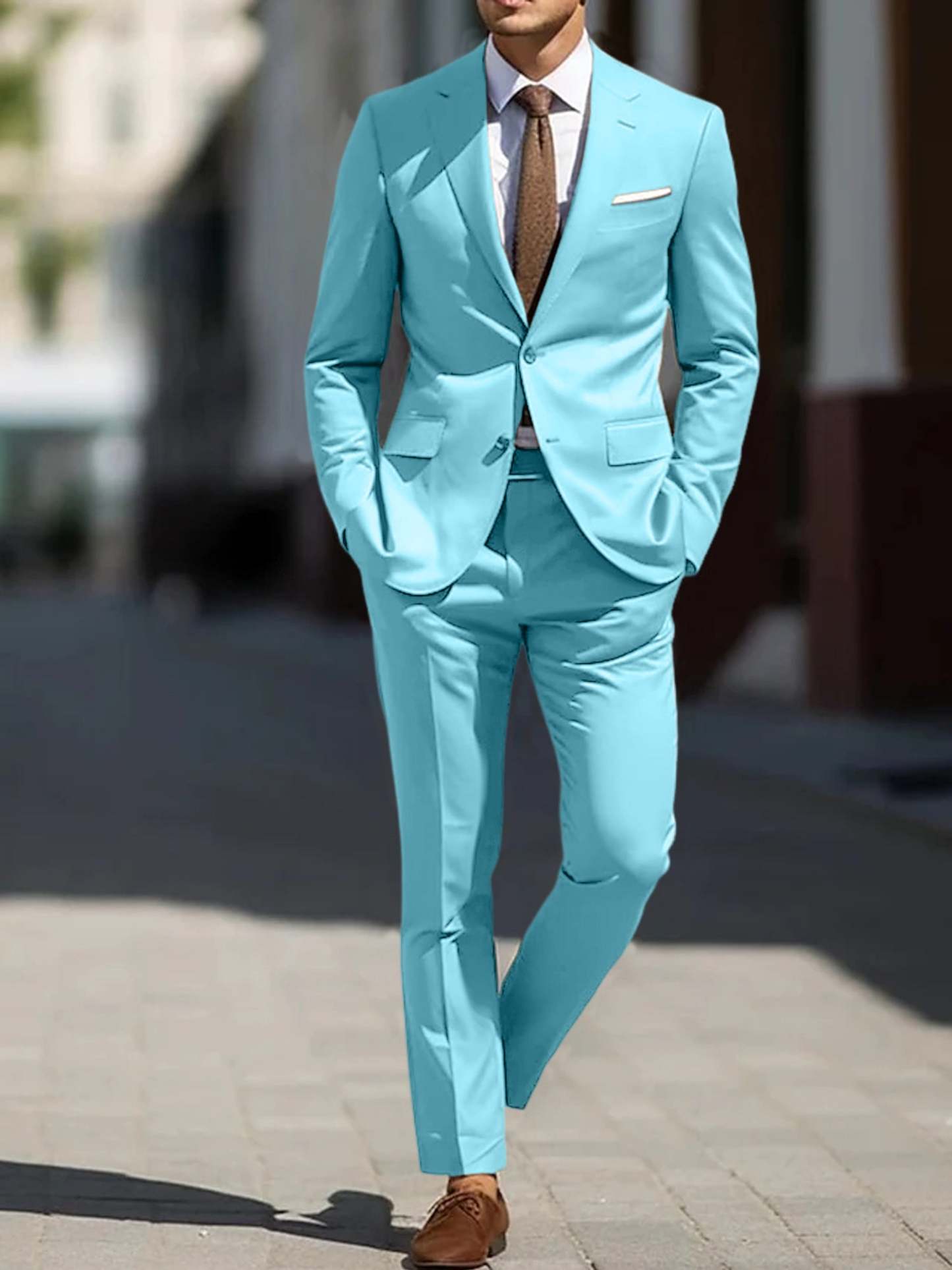 Two-Piece Tailored Fit Single Breasted Wedding Suit For Men-BMbridal