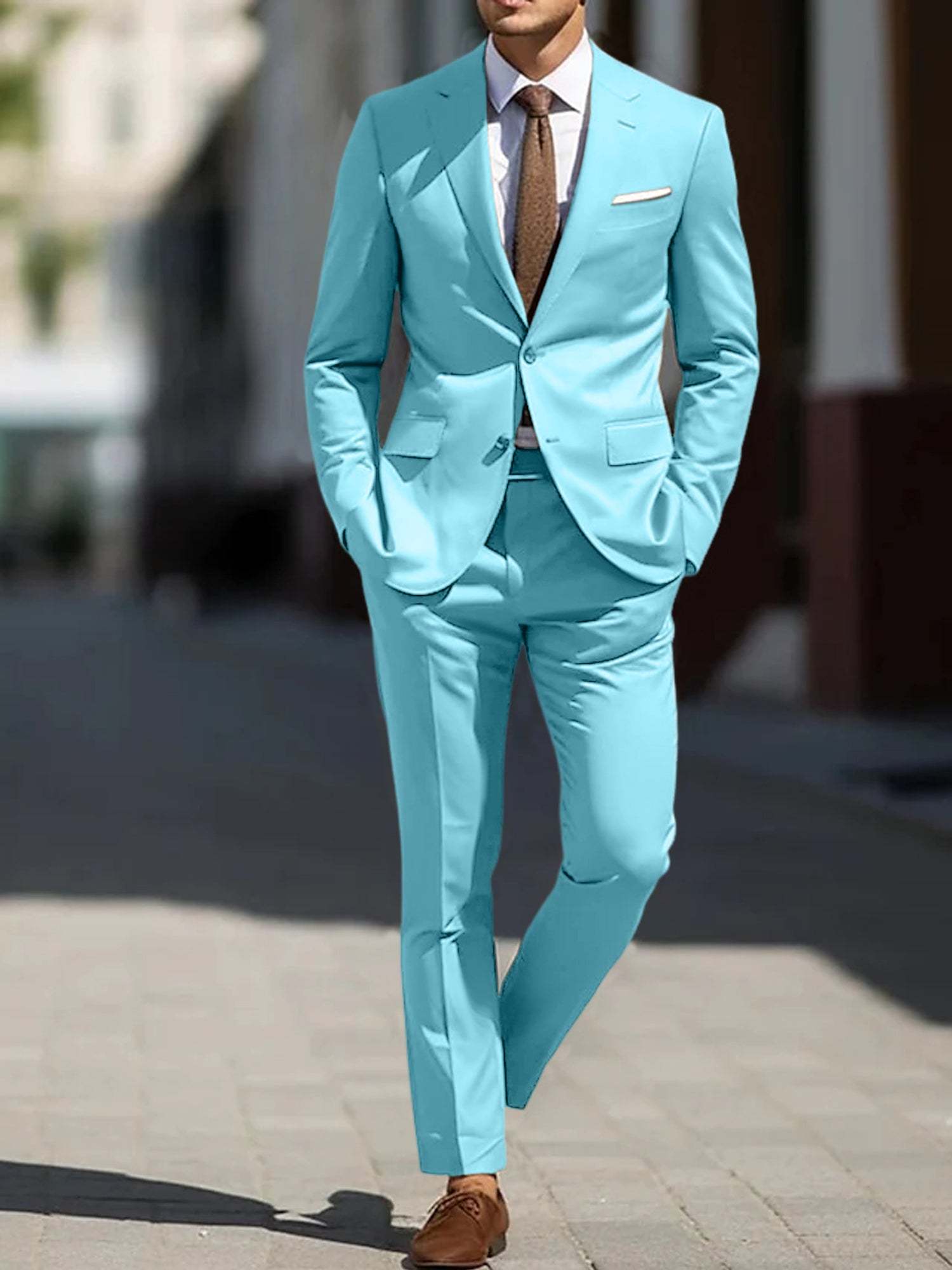 Two-Piece Tailored Fit Single Breasted Wedding Suit For Men-BMbridal