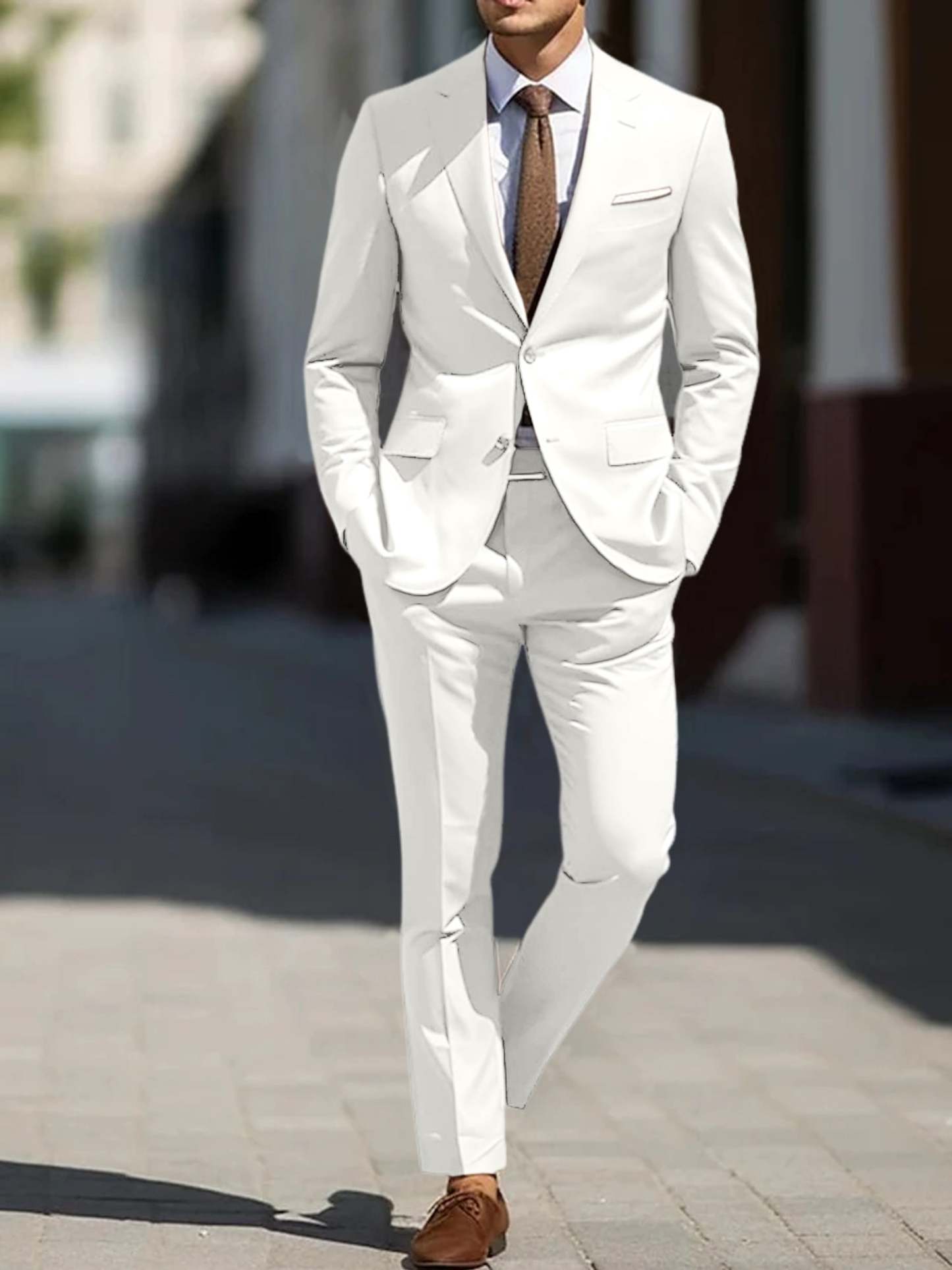 Two-Piece Tailored Fit Single Breasted Wedding Suit For Men-BMbridal
