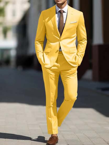 Two-Piece Tailored Fit Single Breasted Wedding Suit For Men-BMbridal