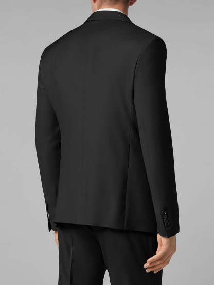 Men's Tailored Fit Black Khaki Single-Breasted One-Button Plaid Wedding Suit In 3 Pieces-BMbridal