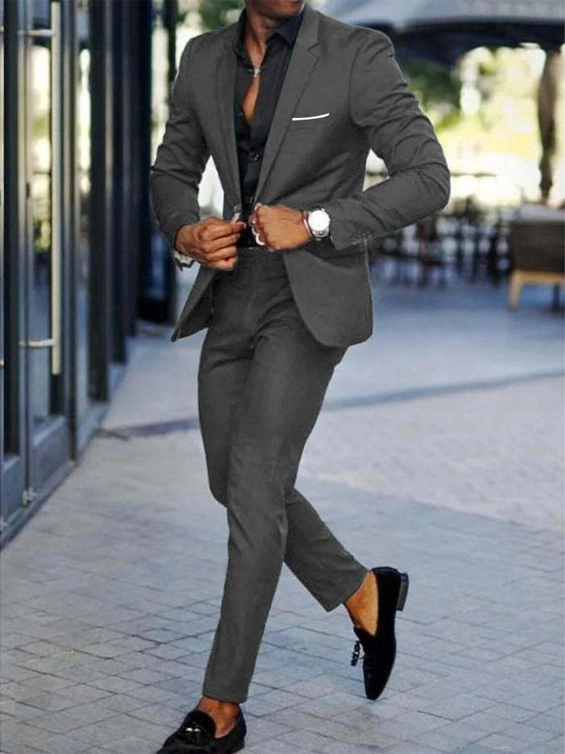 Single-Button Tailored Men's Wedding Suit In Two Pieces-BMbridal