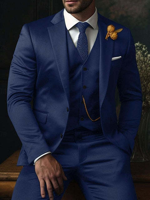 Three-Piece Plaid Wedding Suit For Men Single-Breasted With Two Buttons-BMbridal