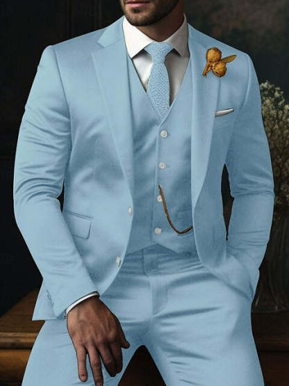 Three-Piece Plaid Wedding Suit For Men Single-Breasted With Two Buttons-BMbridal