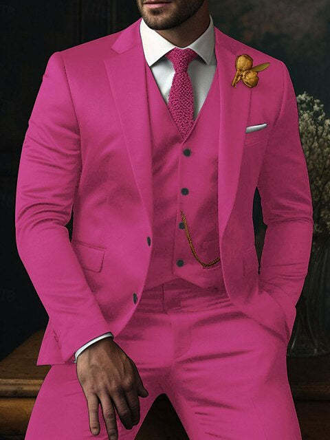 Three-Piece Plaid Wedding Suit For Men Single-Breasted With Two Buttons-BMbridal