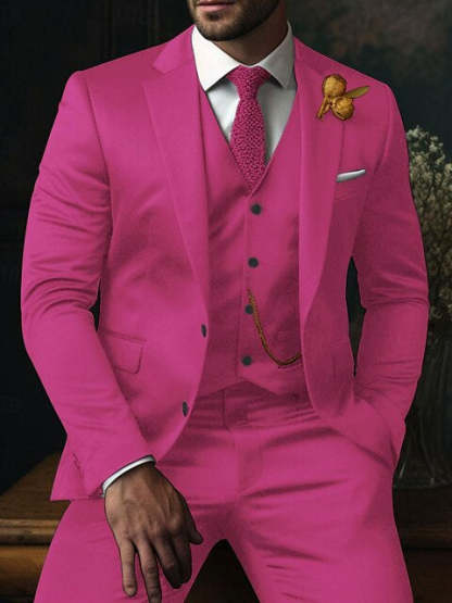 Three-Piece Plaid Wedding Suit For Men Single-Breasted With Two Buttons-BMbridal