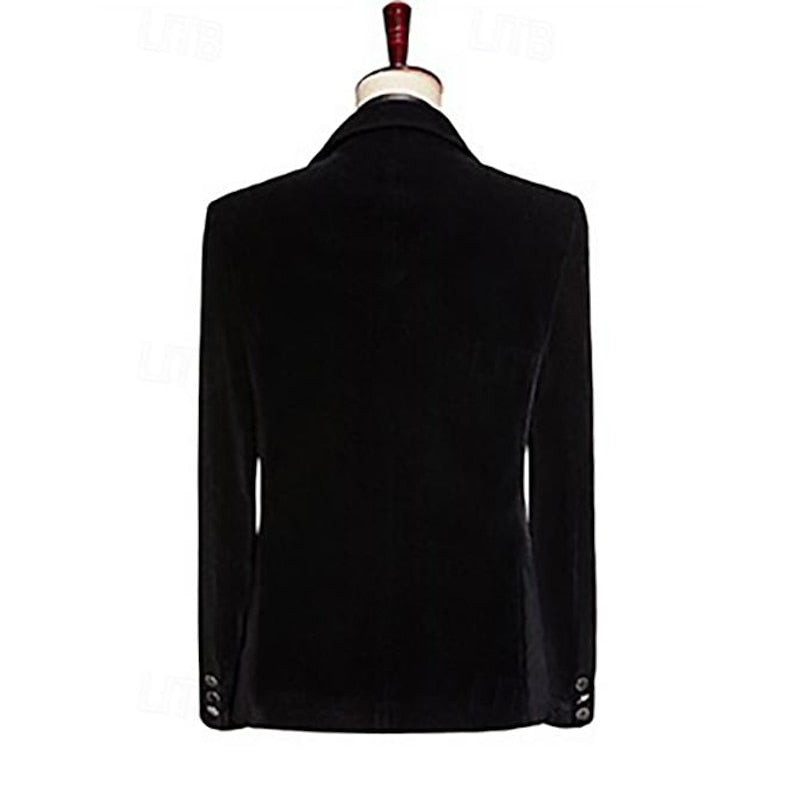 Pure Color Velvet Sequin Blazer Wedding Suit For Men - Tailored Fit Single Breasted 2-Piece Set-BMbridal