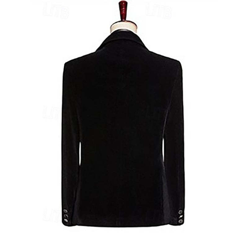 Pure Color Velvet Sequin Blazer Wedding Suit For Men - Tailored Fit Single Breasted 2-Piece Set-BMbridal
