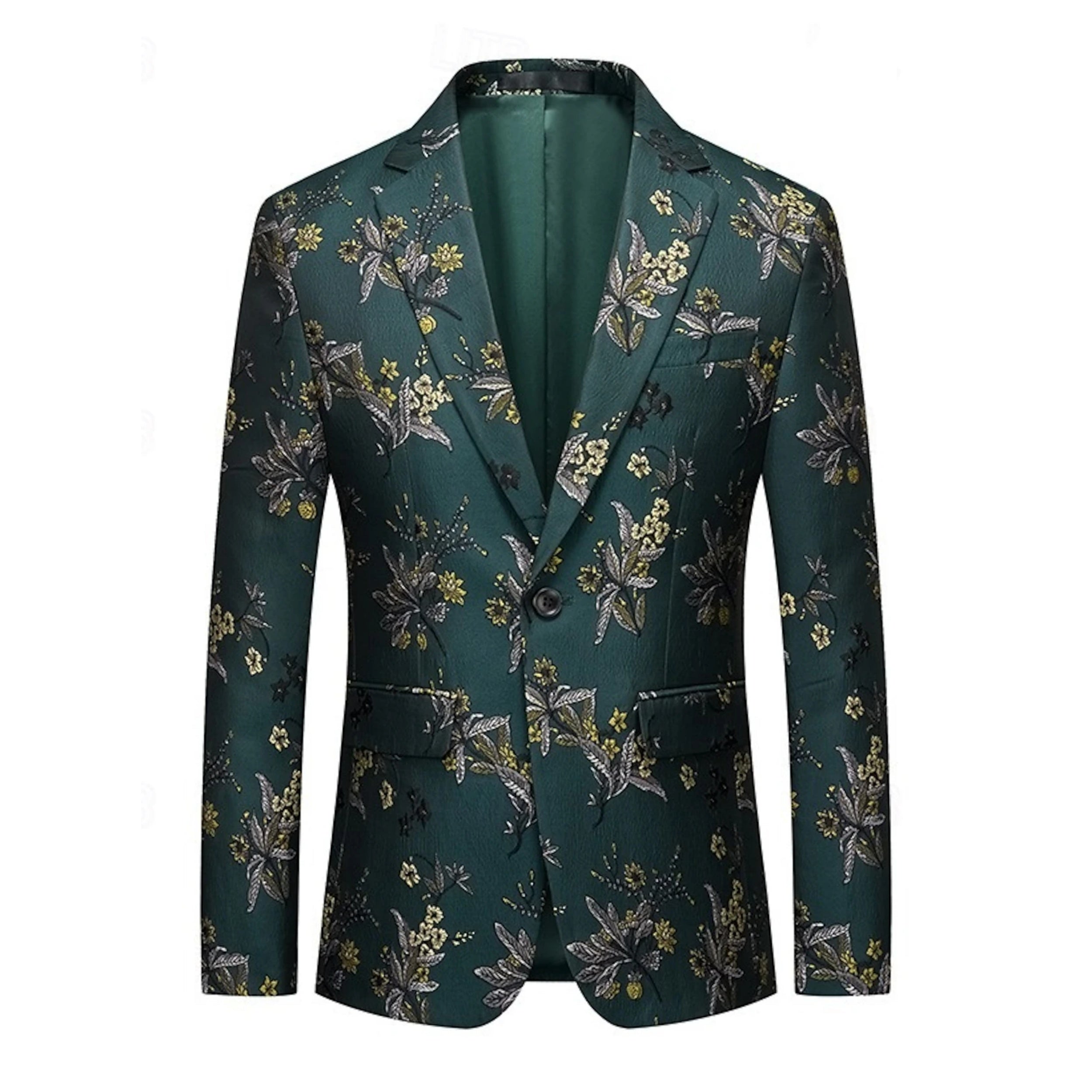 Single Breasted Floral Print Blazer For Men - Tailored Fit Wedding Suits-BMbridal