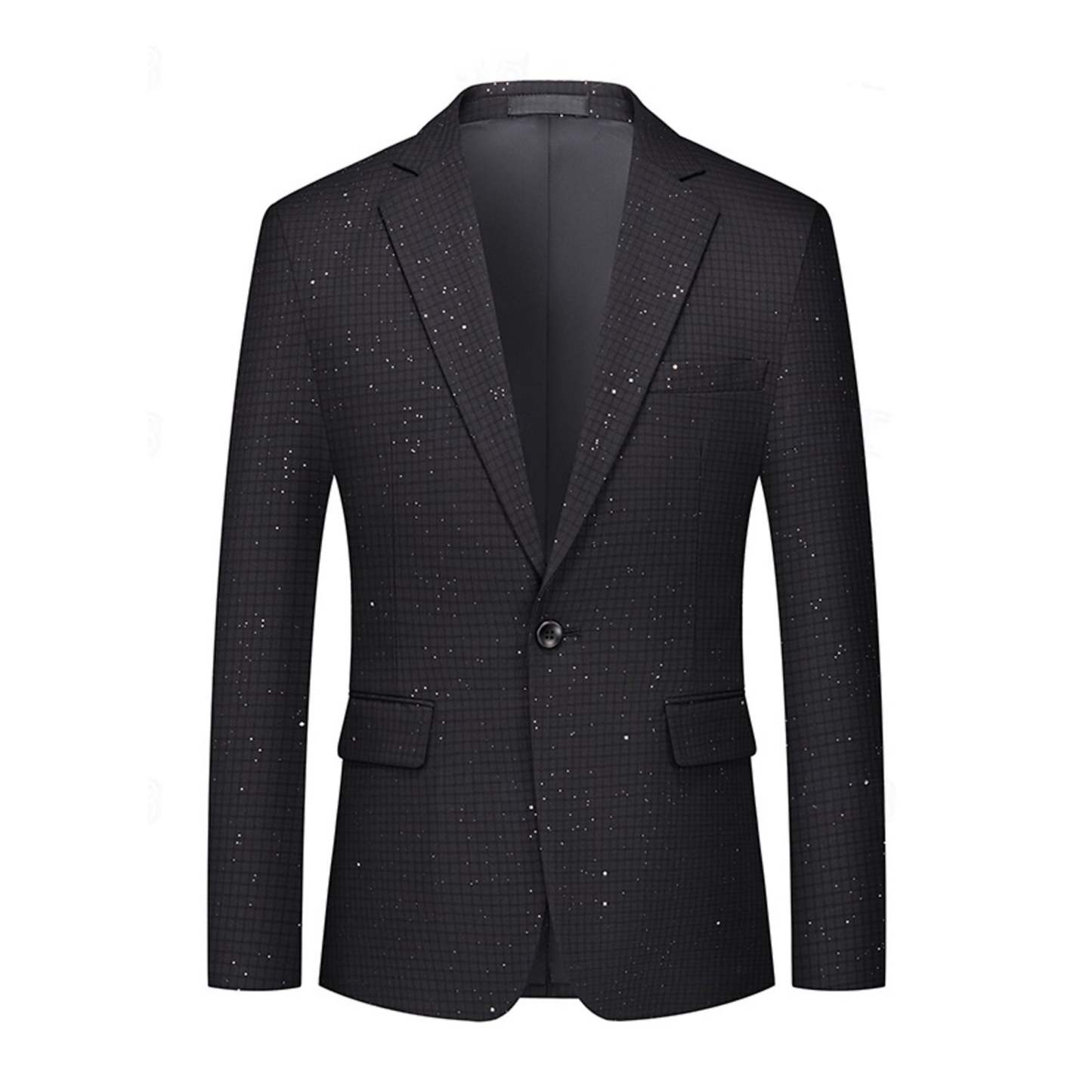 Classic Black And Pink Checkered Blazer For Men - Single-Button Regular Fit-BMbridal