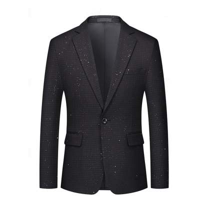 Classic Black And Pink Checkered Blazer For Men - Single-Button Regular Fit-BMbridal