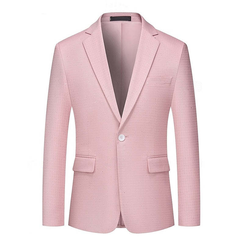 Classic Black And Pink Checkered Blazer For Men - Single-Button Regular Fit-BMbridal