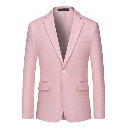 Classic Black And Pink Checkered Blazer For Men - Single-Button Regular Fit-BMbridal