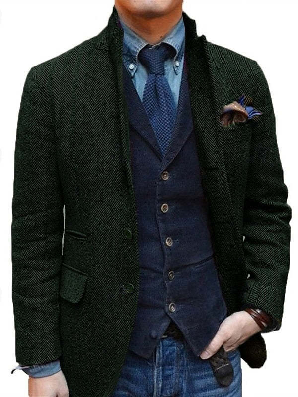 Classic Two-Button Tweed Sport Blazer For Men In Plus Sizes-BMbridal