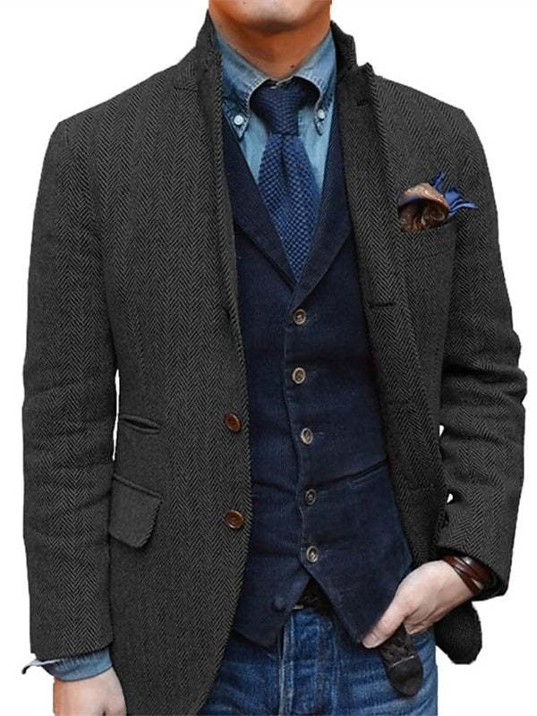 Classic Two-Button Tweed Sport Blazer For Men In Plus Sizes-BMbridal