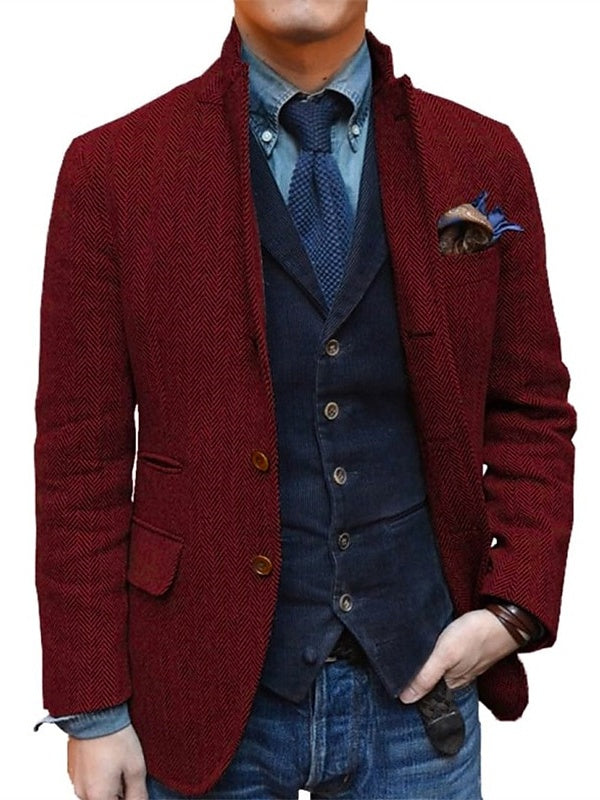 Classic Two-Button Tweed Sport Blazer For Men In Plus Sizes-BMbridal