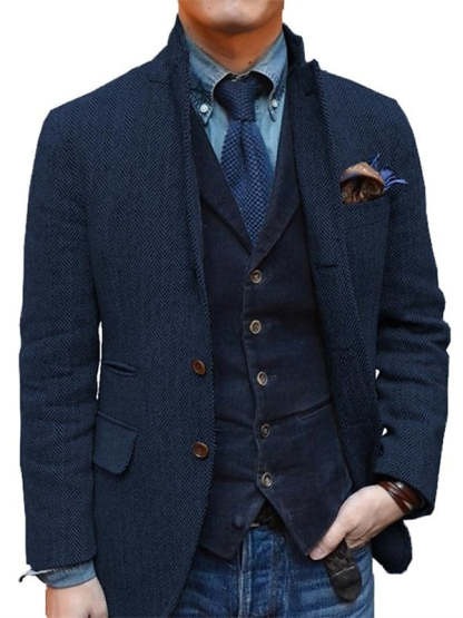 Classic Two-Button Tweed Sport Blazer For Men In Plus Sizes-BMbridal