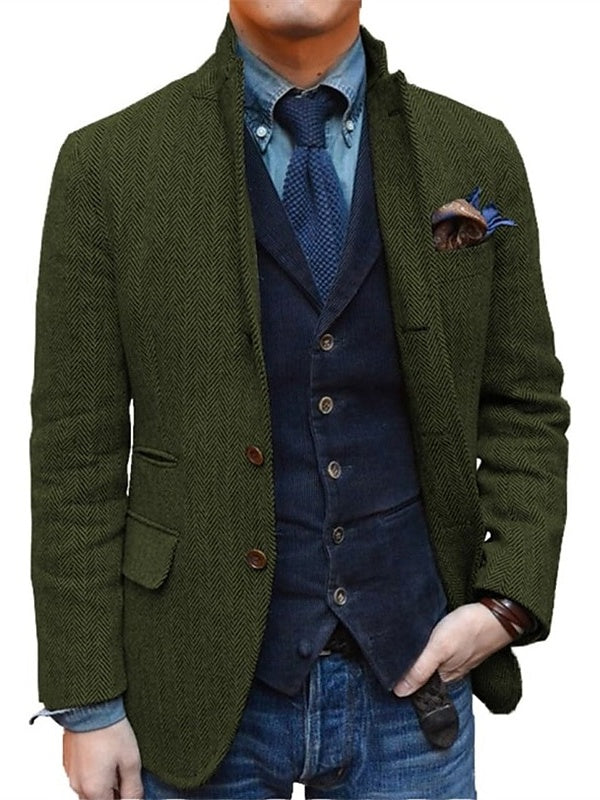 Classic Two-Button Tweed Sport Blazer For Men In Plus Sizes-BMbridal