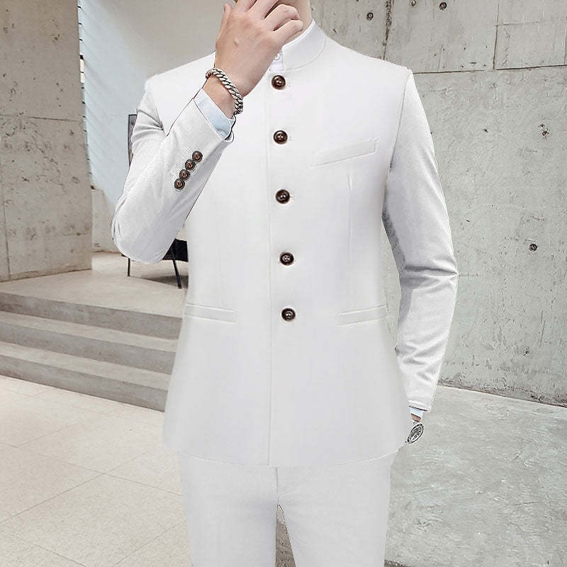 Standard Fit Two-Button Single Breasted Solid Colored Men's Wedding Suit Set-BMbridal