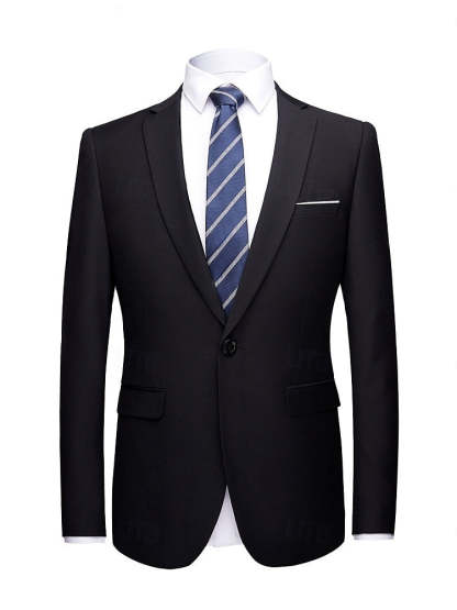 Single-Button Casual Blazer Jacket For Men In Solid Colors Tailored Fit-BMbridal