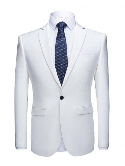 Single-Button Casual Blazer Jacket For Men In Solid Colors Tailored Fit-BMbridal