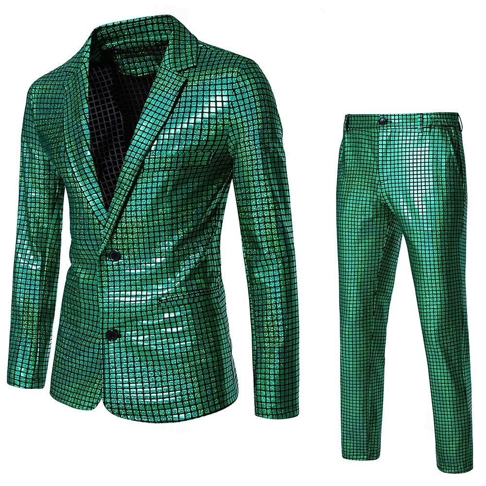 Standard Fit Punk Plaid Two-Button Prom Suit For Men��S Evening Wear-BMbridal