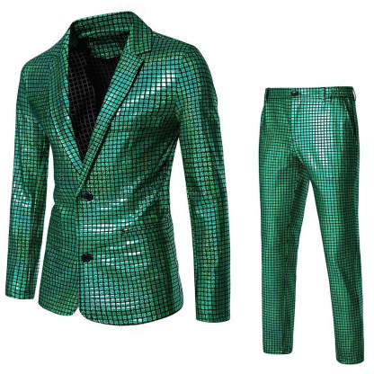 Standard Fit Punk Plaid Two-Button Prom Suit For Men��S Evening Wear-BMbridal
