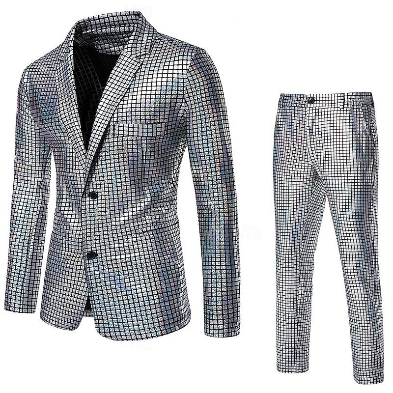 Standard Fit Punk Plaid Two-Button Prom Suit For Men��S Evening Wear-BMbridal