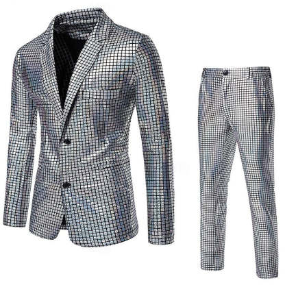 Standard Fit Punk Plaid Two-Button Prom Suit For Men��S Evening Wear-BMbridal