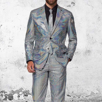 Standard Fit Punk Plaid Two-Button Prom Suit For Men��S Evening Wear-BMbridal