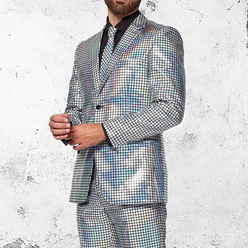 Standard Fit Punk Plaid Two-Button Prom Suit For Men��S Evening Wear-BMbridal