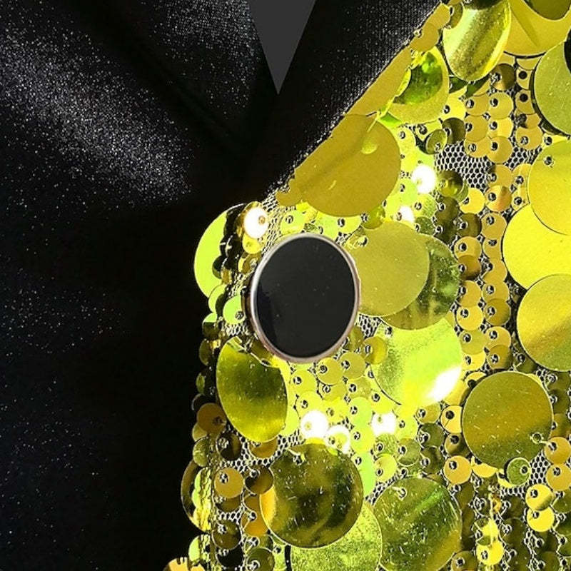 Single-Button Sequin Disco Blazer For Men In Regular Tailored Fit-BMbridal