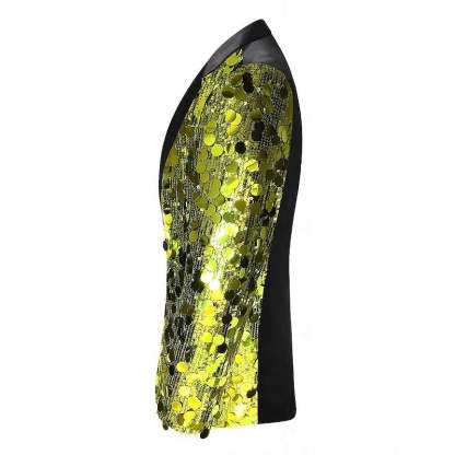 Single-Button Sequin Disco Blazer For Men In Regular Tailored Fit-BMbridal