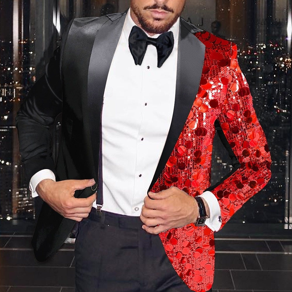 Single-Button Sequin Disco Blazer For Men In Regular Tailored Fit-BMbridal
