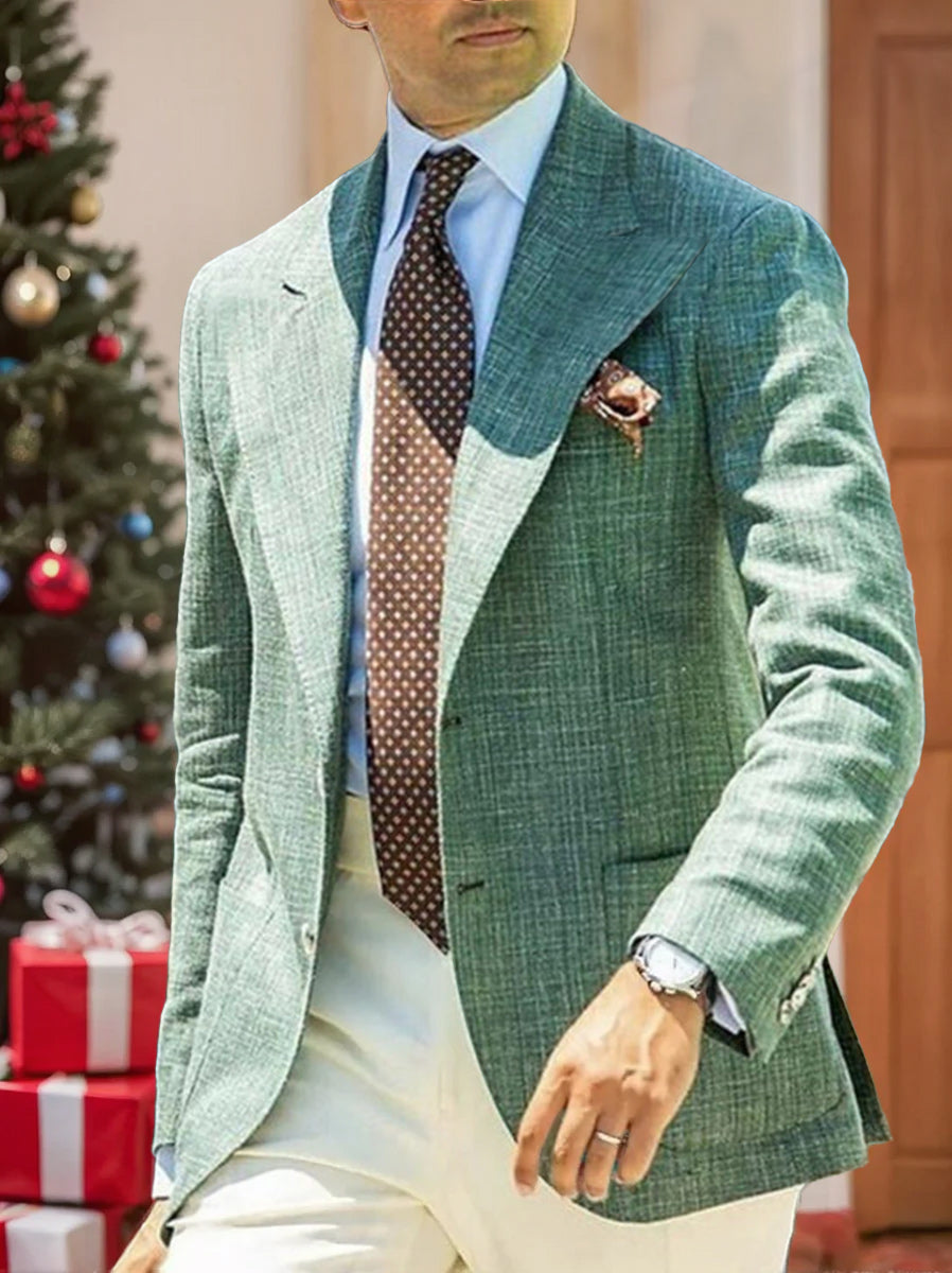 Men's Tailored Fit Linen Blazer With Two Buttons For Beach Weddings-BMbridal