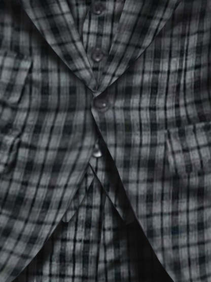 Tailored Fit Dark Gray Plaid Checkered 3-Piece Suit For Men's Weddings-BMbridal